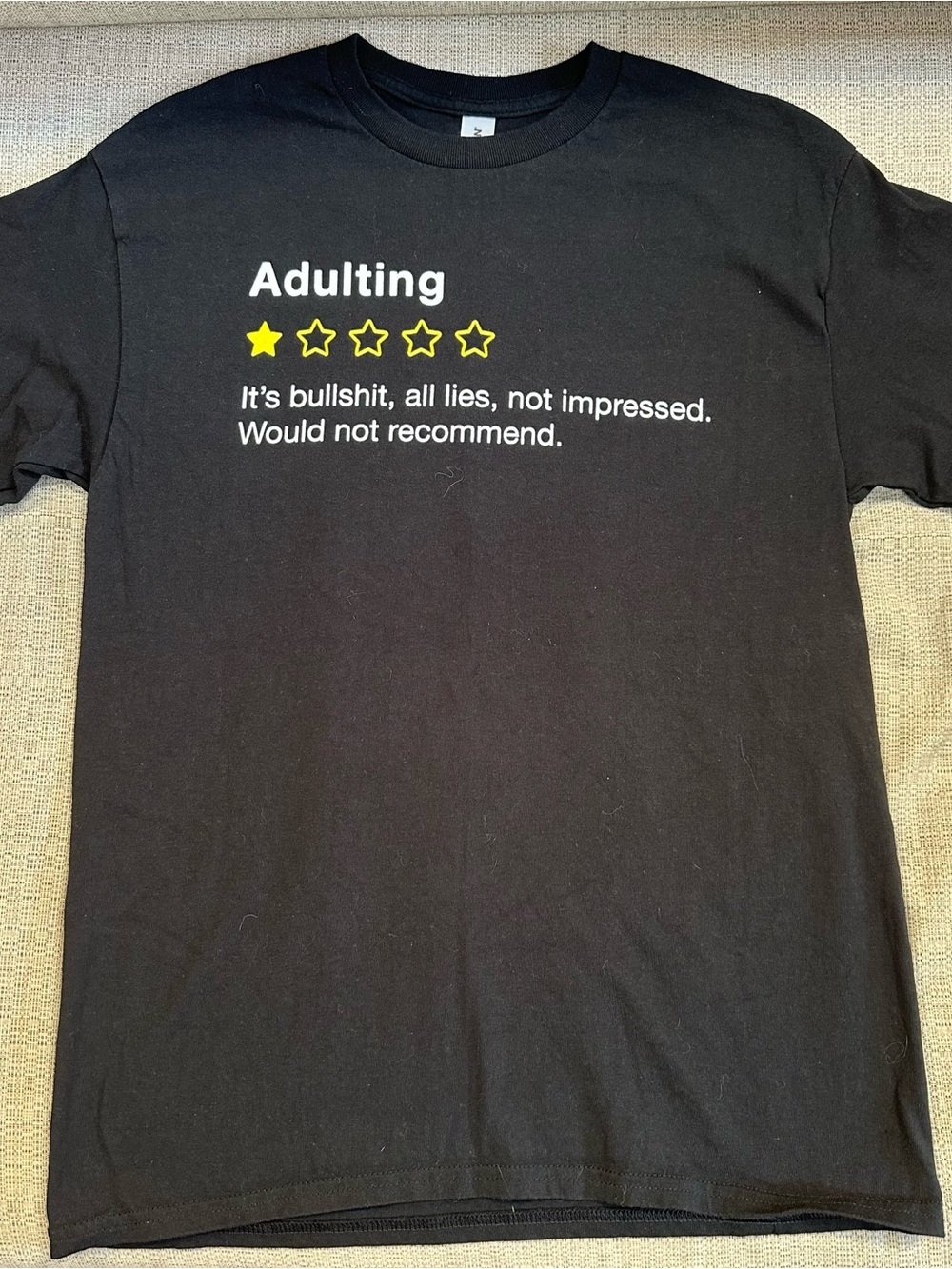 Gildan Black 'Adulting' Graphic Tee with Yellow Accent